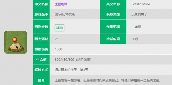 《<a href=https://greencitygolf.com.cn/YOUXI/2421.html target=_blank class=infotextkey>植物大战僵尸</a>2》土豆地雷介绍